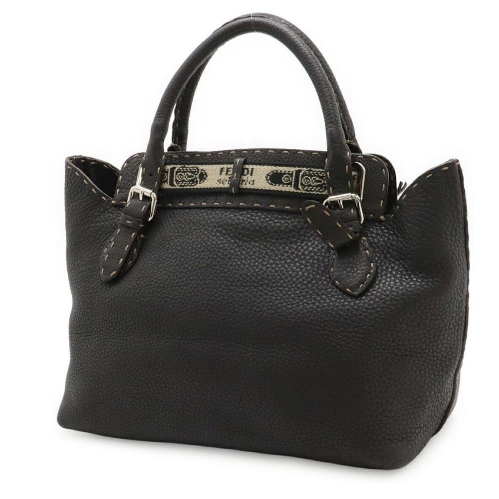 Fendi Selleria Villa Borghese Bag Womens Medium Brown Excellent Pebbled Leather - Picture 6 of 13